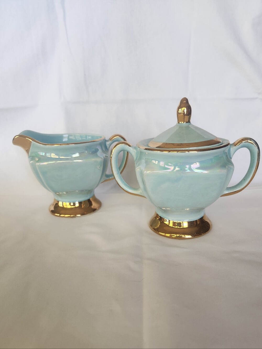 CG USA Vintage Blue 18k Gold Sugar & Creamer Set